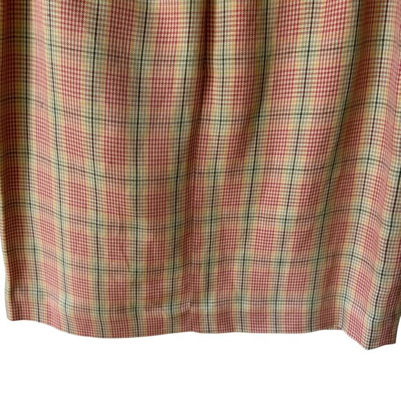 Vtg Worth Silk Linen Blend Skirt Plaid Faux Wrap Side Zip Lined Light Academia - Picture 8 of 15